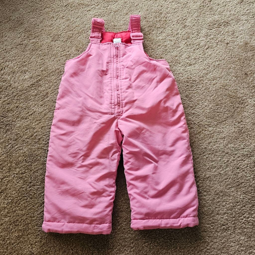 Carter's Baby Girl Pink Snow Bib Overalls 18 Months